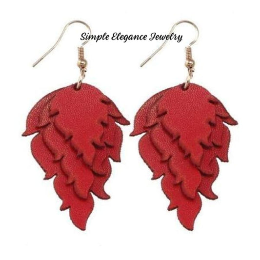 Triple Cut Vinyl Earrings-Assorted colors - Red - Earrings