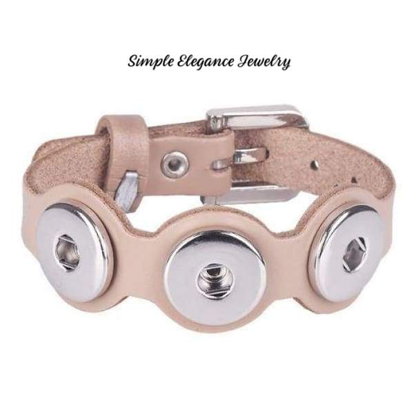 Triple Snap Bracelet- Leather Cut-Out 18mm-20mm Snaps - Taupe - Snap Jewelry