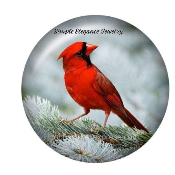 Winter Cardinal Snap Charm 20mm - Snap Jewelry