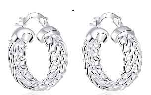 Silver-Plated Open Woven Lever Clasp 1" x .75" Earrings