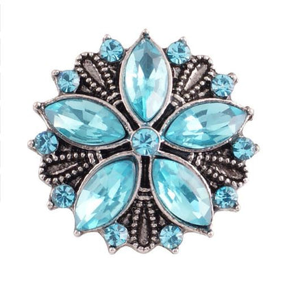 Metal Rhinestone Flower 20mm Snap Charm for Snap Jewelry (Assorted Colors)