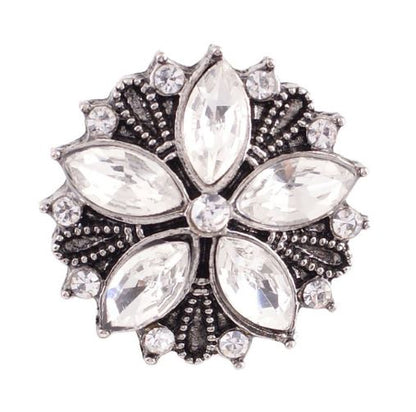 Metal Rhinestone Flower 20mm Snap Charm for Snap Jewelry (Assorted Colors)