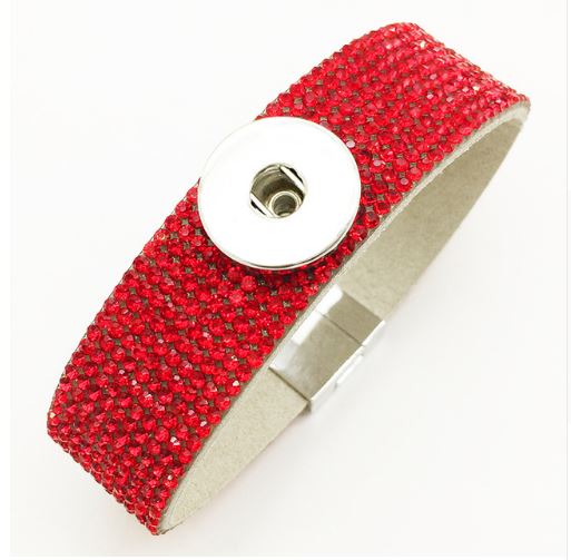 Rhinestone Magnetic Closure Bracelet 20mm Snap Charm (Assorted Colors)