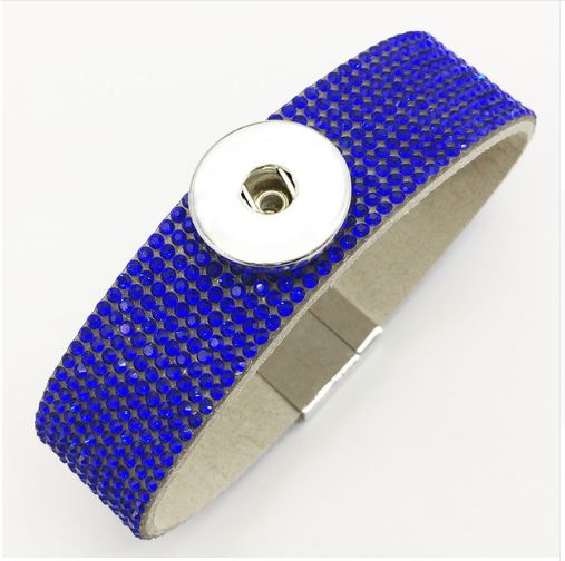 Rhinestone Magnetic Closure Bracelet 20mm Snap Charm (Assorted Colors)