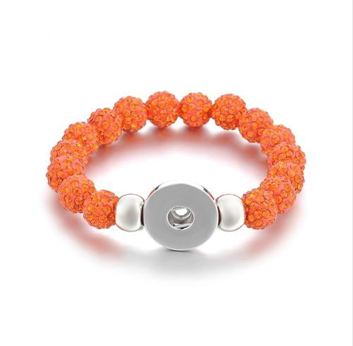 Orange/Gold Shamballa Sparkle Bead Single Snap 20mm Bracelet
