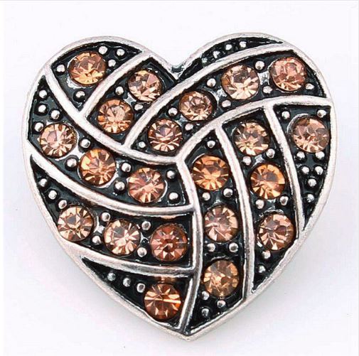 Rhinestone Heart Metal Snap 20mm for Snap Jewelry