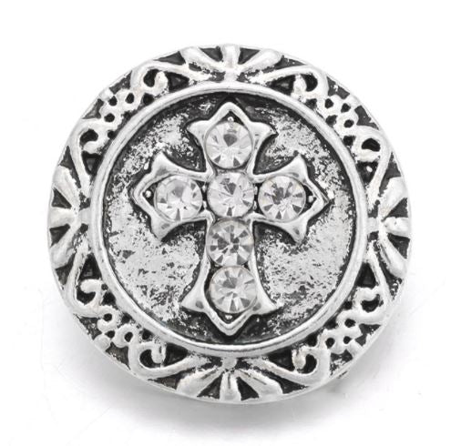 Metal Rhinestone Cross Snap Charm (Assorted Colors)