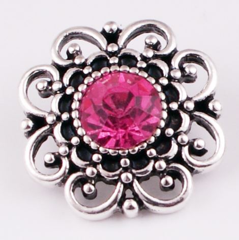 Metal Birthstone Filigree Rhinestone Snap Charm 20mm (Assorted Colors)