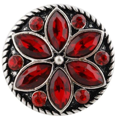 Metal Flower Rhinestone Birthstone 20mm Snap Charm for Snap Jewelry