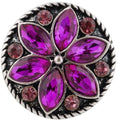 Metal Flower Rhinestone Birthstone 20mm Snap Charm for Snap Jewelry