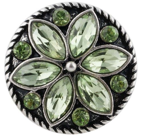 Metal Flower Rhinestone Birthstone 20mm Snap Charm for Snap Jewelry
