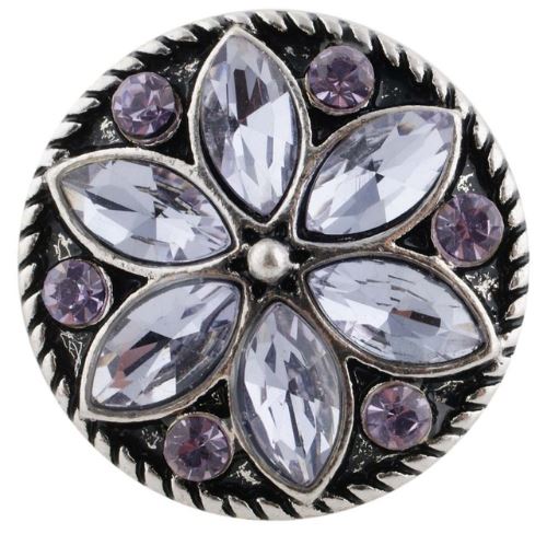 Metal Flower Rhinestone Birthstone 20mm Snap Charm for Snap Jewelry