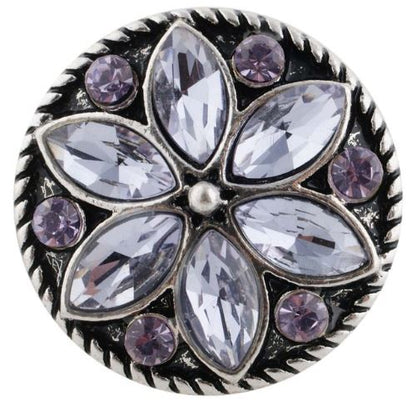 Metal Flower Rhinestone Birthstone 20mm Snap Charm for Snap Jewelry