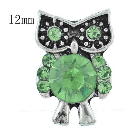Owl Rhinestone Metal 12mm MINI Snap Charm for Snap Charm Jewelry
