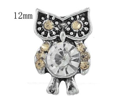 Owl Rhinestone Metal 12mm MINI Snap Charm for Snap Charm Jewelry