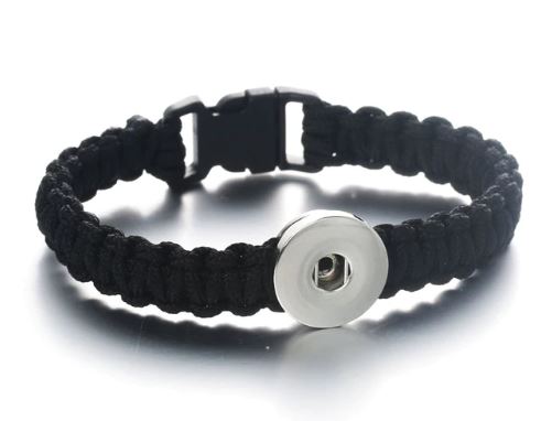 Braided Clip Clasp Youth/Adult Single Snap 20mm Snap Bracelet (Assorted Colors)