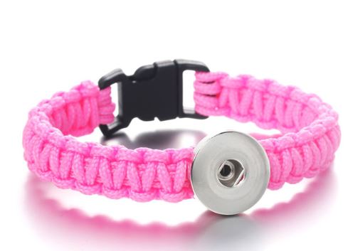 Braided Clip Clasp Youth/Adult Single Snap 20mm Snap Bracelet (Assorted Colors)