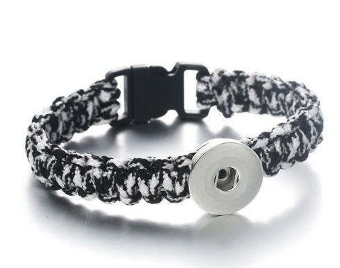 Braided Clip Clasp Youth/Adult Single Snap 20mm Snap Bracelet (Assorted Colors)