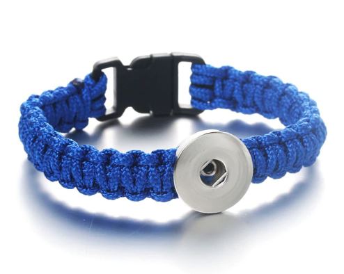 Braided Clip Clasp Youth/Adult Single Snap 20mm Snap Bracelet (Assorted Colors)