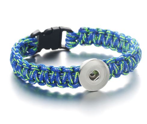 Braided Clip Clasp Youth/Adult Single Snap 20mm Snap Bracelet (Assorted Colors)