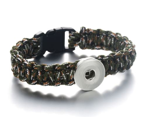 Braided Clip Clasp Youth/Adult Single Snap 20mm Snap Bracelet (Assorted Colors)