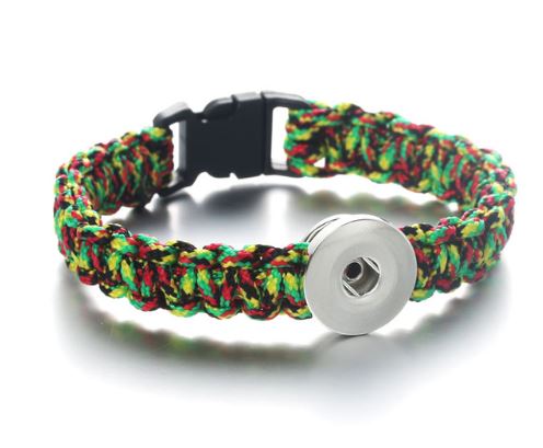 Braided Clip Clasp Youth/Adult Single Snap 20mm Snap Bracelet (Assorted Colors)