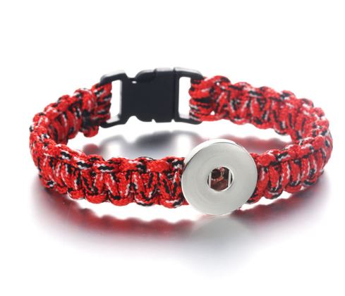 Braided Clip Clasp Youth/Adult Single Snap 20mm Snap Bracelet (Assorted Colors)