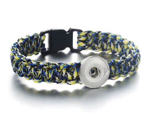 Braided Clip Clasp Youth/Adult Single Snap 20mm Snap Bracelet (Assorted Colors)