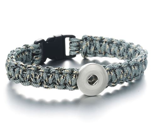 Braided Clip Clasp Youth/Adult Single Snap 20mm Snap Bracelet (Assorted Colors)