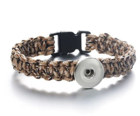 Braided Clip Clasp Youth/Adult Single Snap 20mm Snap Bracelet (Assorted Colors)