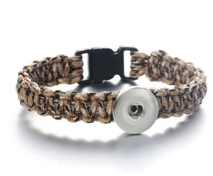 Braided Clip Clasp Youth/Adult Single Snap 20mm Snap Bracelet (Assorted Colors)