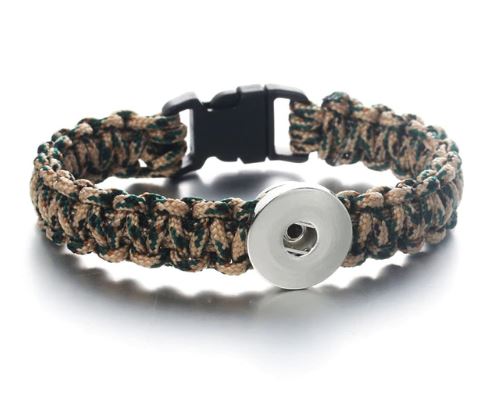 Braided Clip Clasp Youth/Adult Single Snap 20mm Snap Bracelet (Assorted Colors)