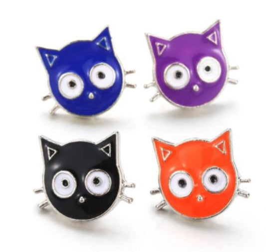 Metal Enameled Cat Face Snap 20mm for Snap Charm Jewelry