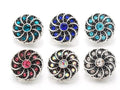 Metal Flower Swirl Rhinestone 12mm MINI Snap (Assorted Colors)