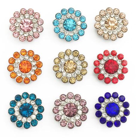 Rhinestone Flower 12mm Snap Charm MINI Snap for Snap Charm Jewelry (Assorted Colors)