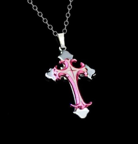 Stainless Steel Cross Necklace with Chain (Avaliable in 3 Colors)