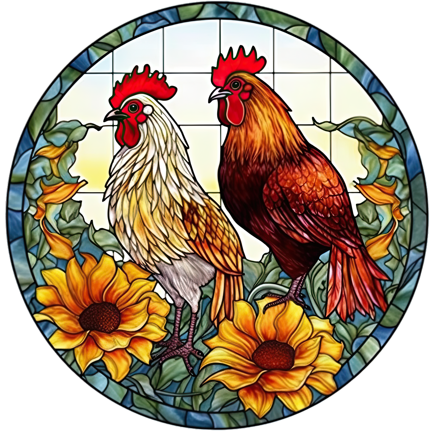 Colorful Sunflower and Rooster Chicken 20mm Snap