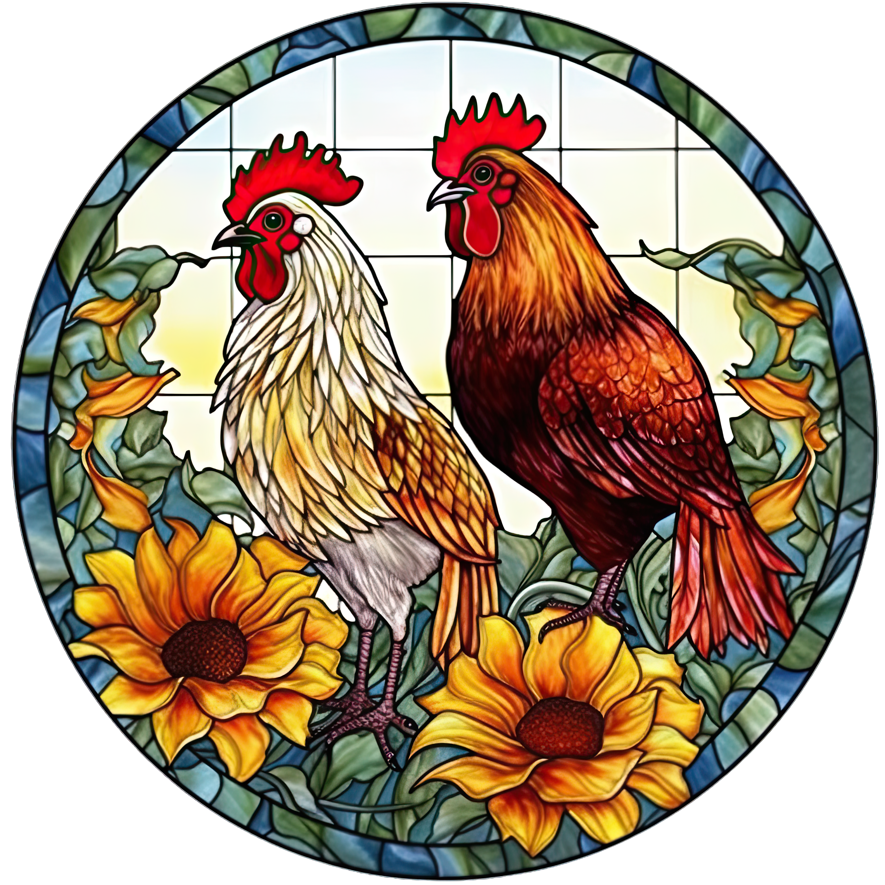 Colorful Sunflower and Rooster Chicken 20mm Snap