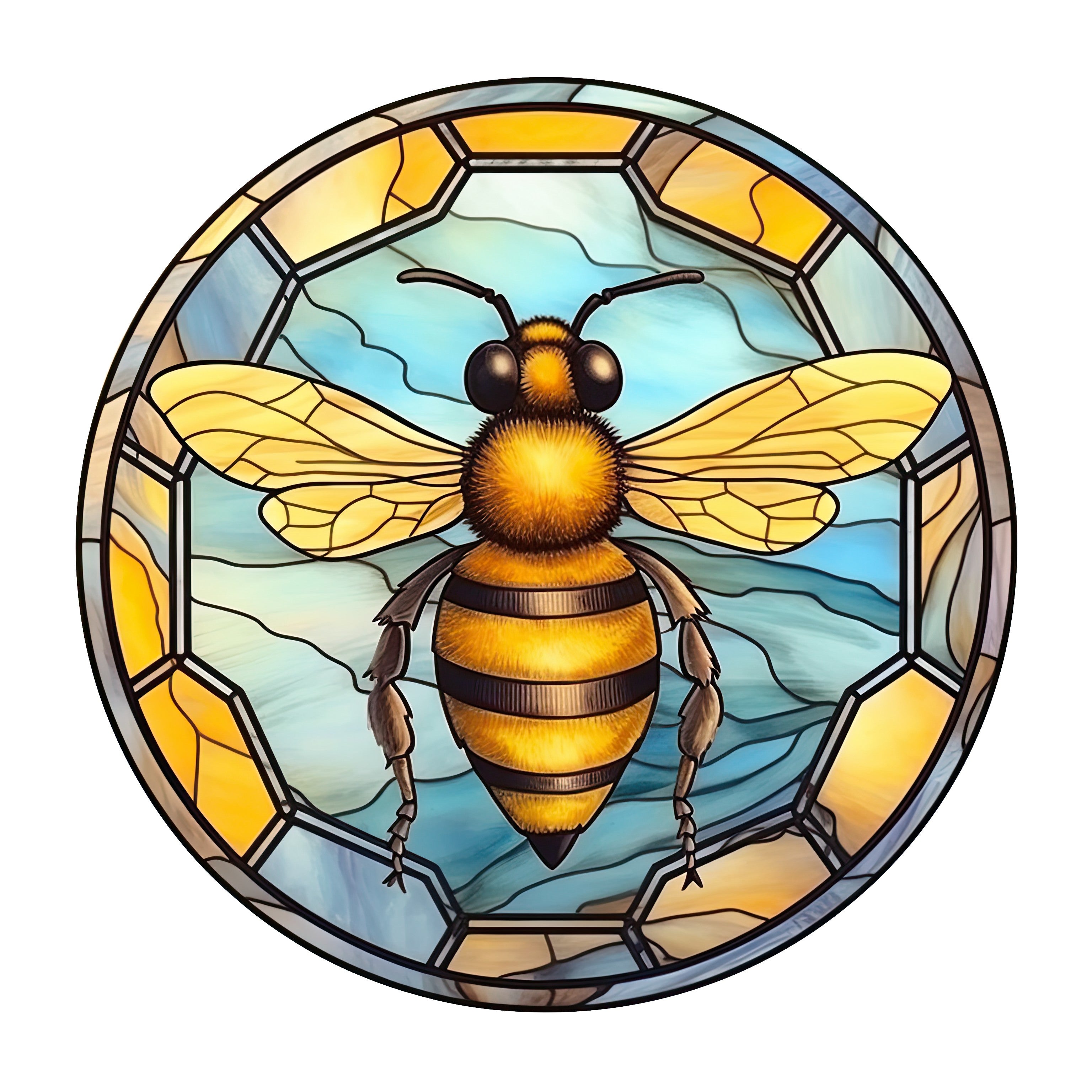 Stained Glass Design Bumble Bee 20mm Snap Charm for Snap Jewelry