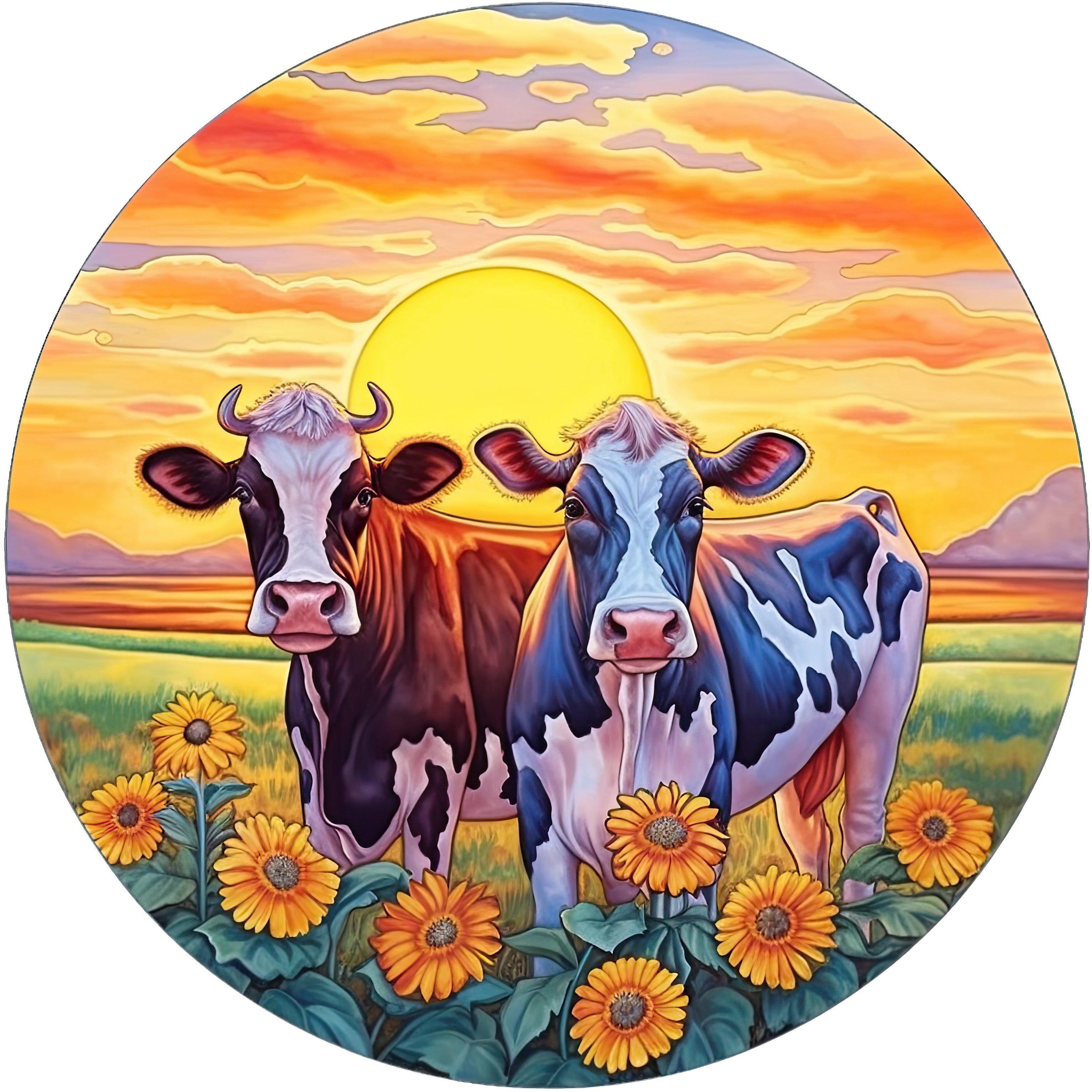 Cows Sunset With Sunflowers 20mm Snap Charm