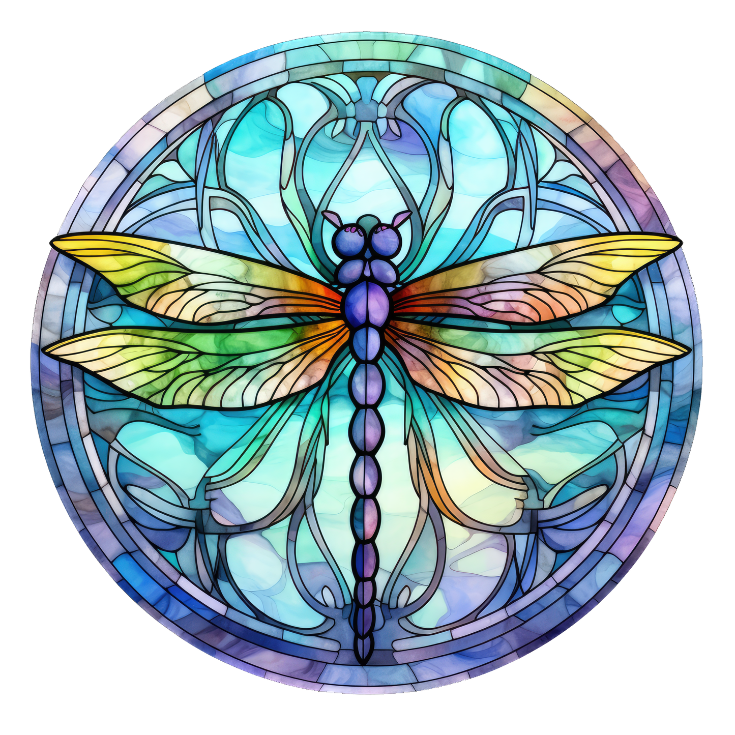 Stained Glass Look Purple/Blue Dragonfly 20mm Snap Charm