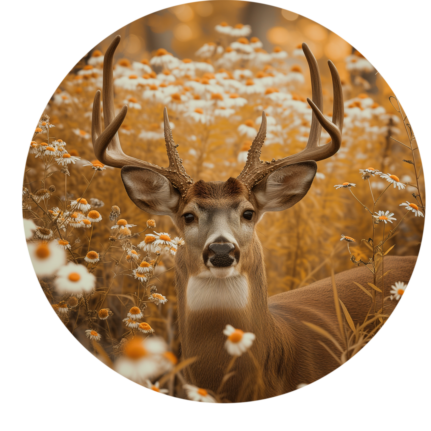 Deer "Buck" in a Field of Daisy's 20mm Snap Charm for Snap Jewelry