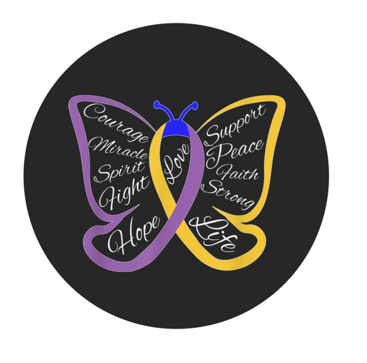 Black Bladder Cancer Butterfly Inspiration 20mm Snap for Snap Charm Jewelry