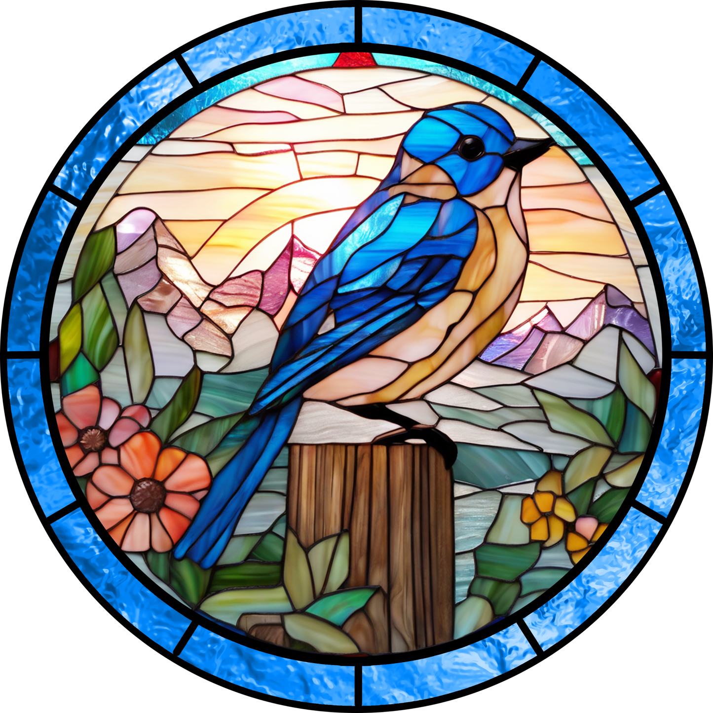 Stained Glass Design Bluebird 20mm Snap Charm for Snap Charm Jewelry