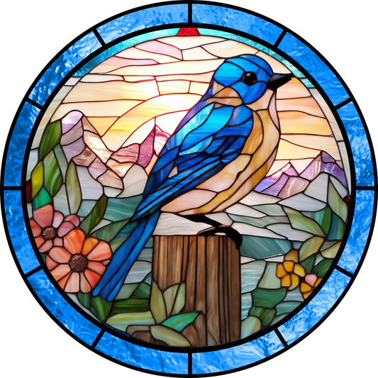 Stained Glass Design Bluebird 20mm Snap Charm for Snap Charm Jewelry