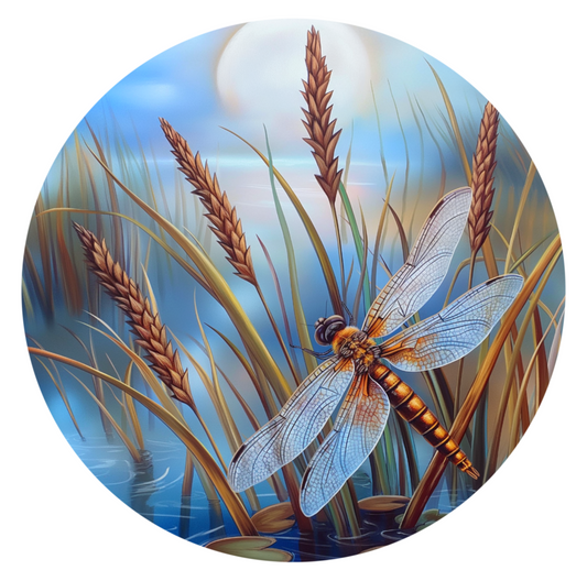 Blue Dragonfly Water with Grasses 20mm Snap Charm for Snap Charm Jewelry