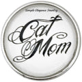 Cat Mom White/Black 20mm Snap Charm for Snap Charm Jewelry