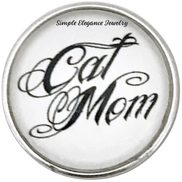 Cat Mom White/Black 20mm Snap Charm for Snap Charm Jewelry