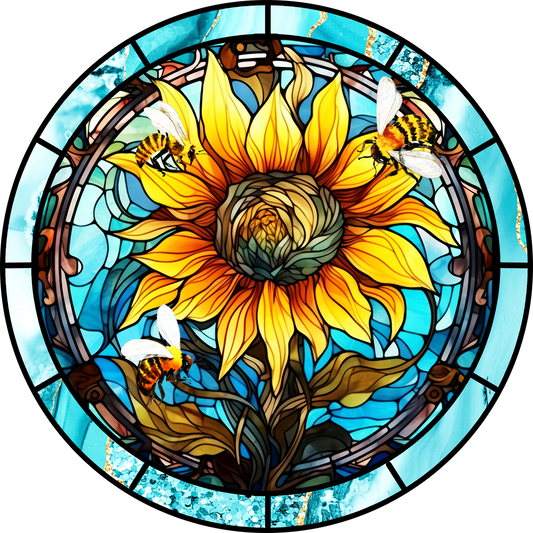 Stained Glass Sunflower Snap Charm 20mm