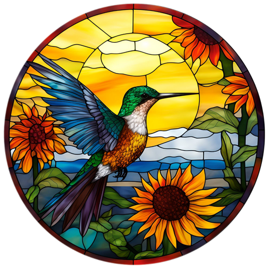 Hummingbird Stain Glass Sunflower Look Snap Charm 20mm